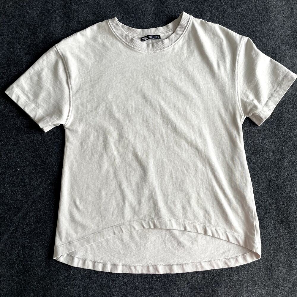 Zara White Crewneck Short Sleeve Top